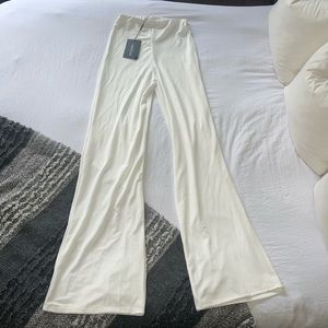 White High Waisted Wide Leg Trousers